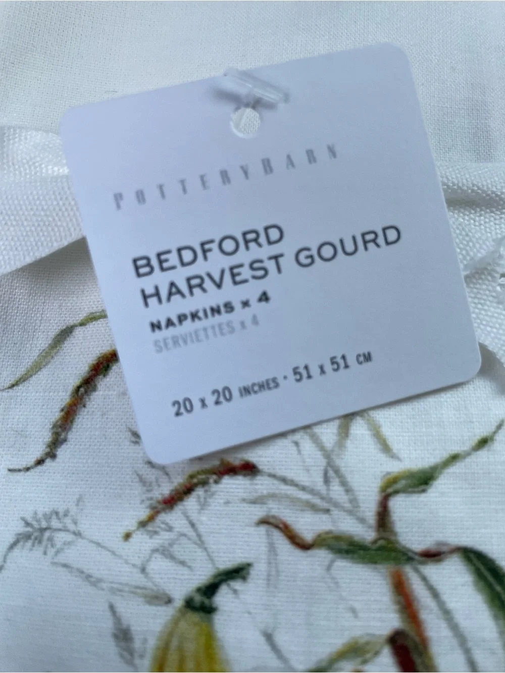 POTTERY BARN “BEDFORD HARVEST” TABLE RUNNER *SIZE: 18”X108” *4 NAPKINS *NWT 138.